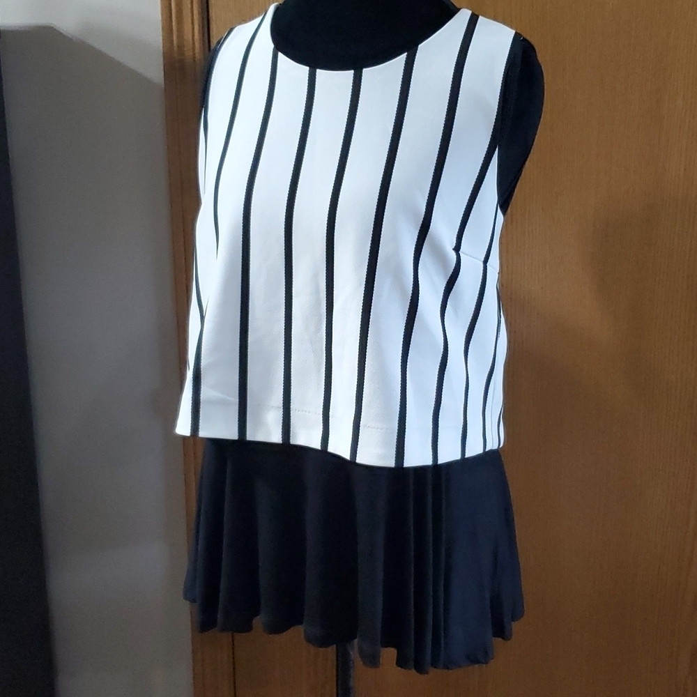Patrizia Luca Milan Nwt Sleeveless Layered Look Top Striped